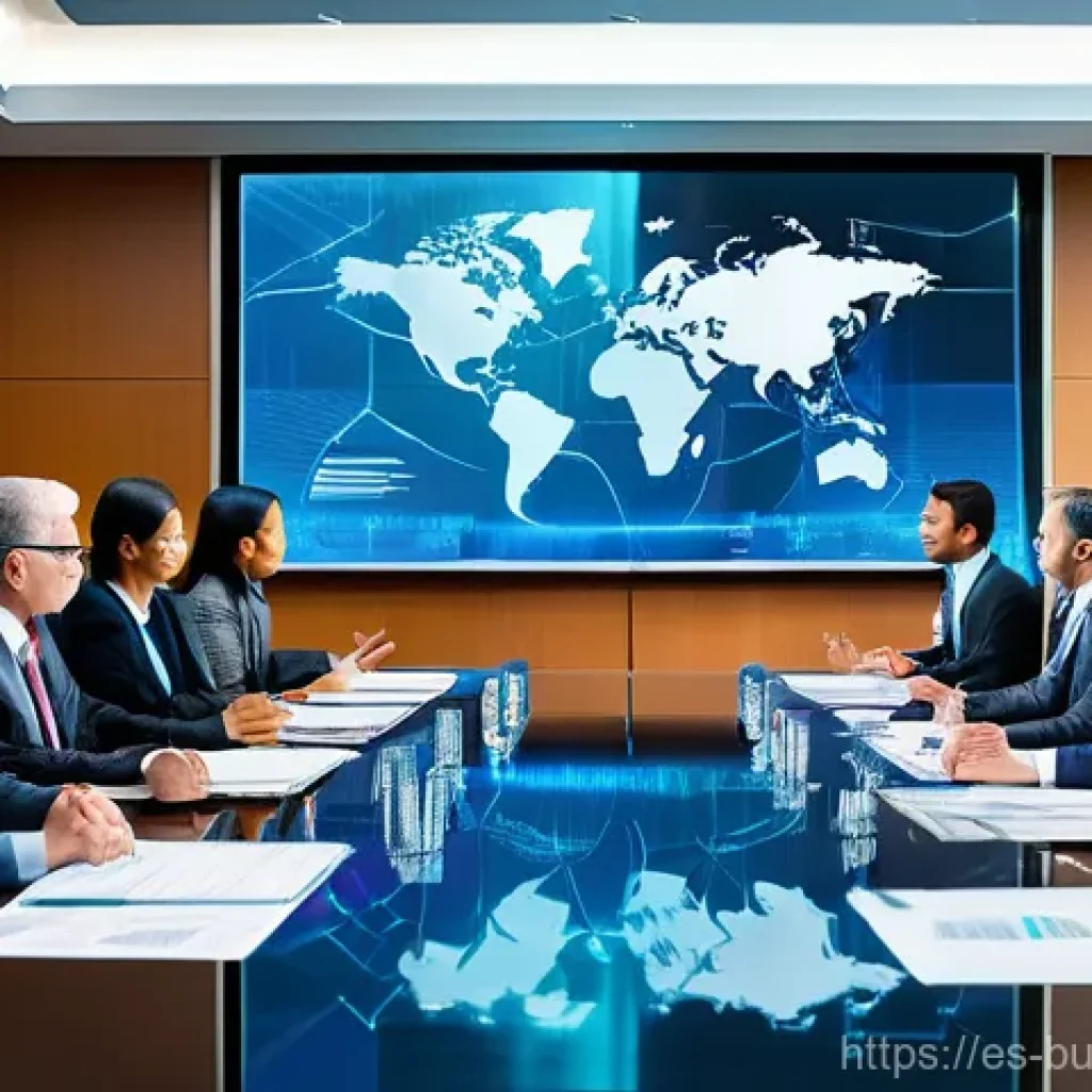 리스크 관리와 비즈니스 전략의 연계성 - **Integrated Strategic Risk Management:**
    A vibrant, professional boardroom scene with a diverse...