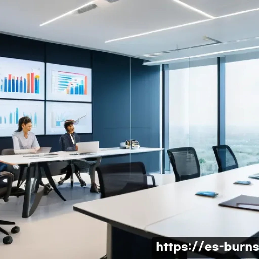 비즈니스 리스크 관리와 글로벌화 - A modern corporate office setting with a diverse team of professionals engaged in a risk management ...