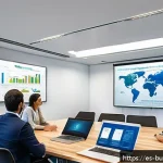 Home 21 리스크 관리 교육 프로그램 개발하기 - A professional corporate training session in a modern conference room filled with diverse Spanish-sp...